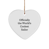 Funny Sailor Gifts for Men Sailor Heart Ornament Officially The World's Coolest Sailor Christmas Unique Gifts from Friends - Image 1